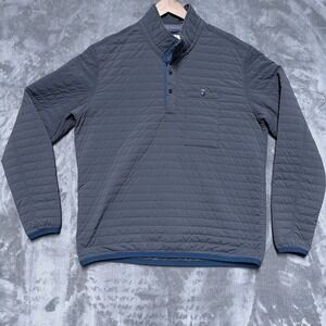 Relwen Jacket Mens XL Gray Windzip Popover Pullover Snap Button Quilted Nylon